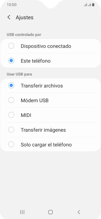 Pulsa Transferir archivos para activar la función.