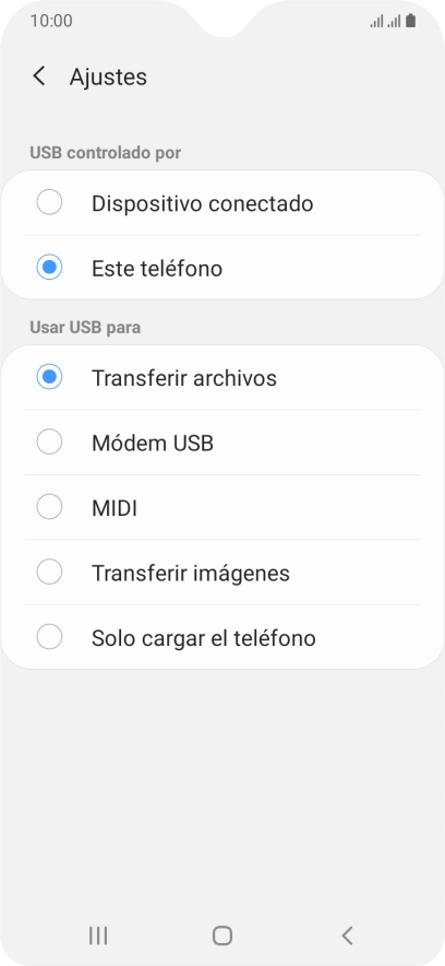 Pulsa Transferir archivos para activar la función.