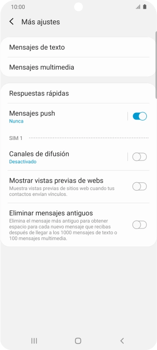 Pulsa Mensajes de texto.