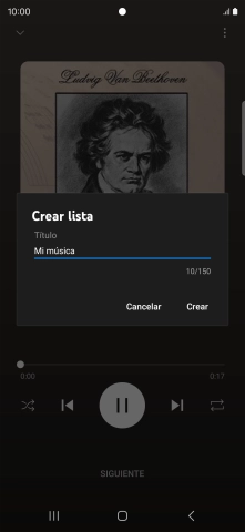 Introduce el nombre deseado de la lista de reproducción y pulsa Crear.