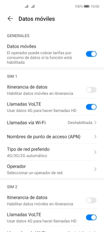 Pulsa Nombres de punto de acceso (APN) bajo la tarjeta SIM deseada.