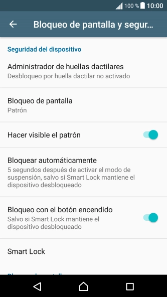 Pulsa Bloqueo de pantalla e introduce el código de seguridad actual.