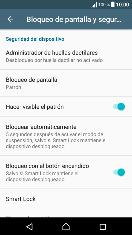 Pulsa Bloqueo de pantalla e introduce el código de seguridad actual.