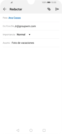 Pulsa en el campo de escritura  y escribe el texto del correo electrónico.