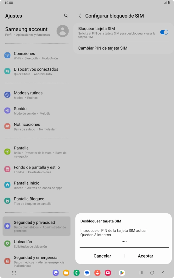 Introduce tu código PIN y pulsa Aceptar.