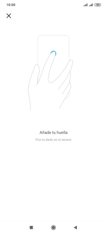 Sigue las indicaciones de la pantalla para crear una huella digital como código de seguridad.