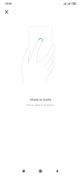 Sigue las indicaciones de la pantalla para crear una huella digital como código de seguridad.
