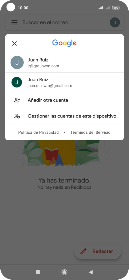 Pulsa la cuenta de correo electrónico deseada.