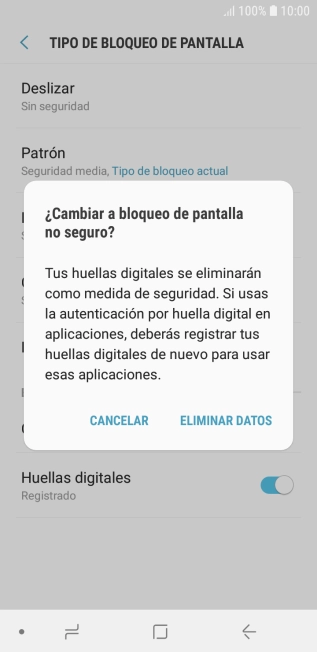 Pulsa ELIMINAR DATOS.