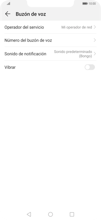 Pulsa Número del buzón de voz.