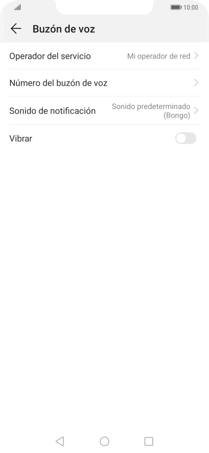 Pulsa Número del buzón de voz.