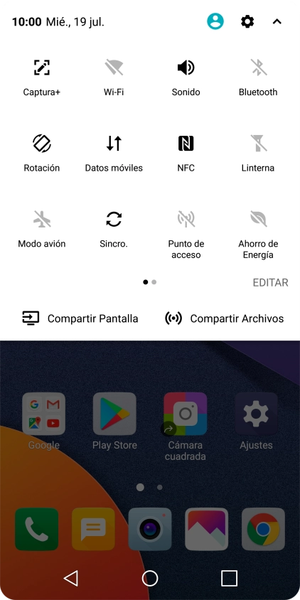 Pulsa Datos móviles para activar o desactivar la función.
