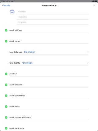 Pulsa Nombre e introduce el nombre.
