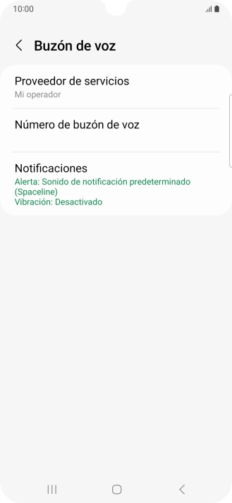 Pulsa Número de buzón de voz.