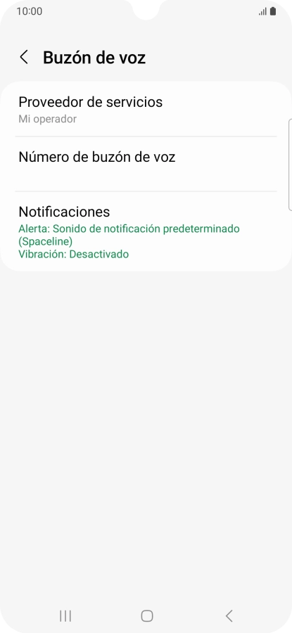 Pulsa Número de buzón de voz.