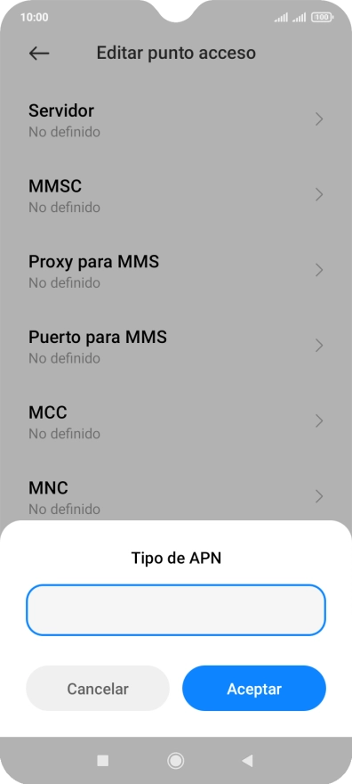 Introduce default y pulsa Aceptar.