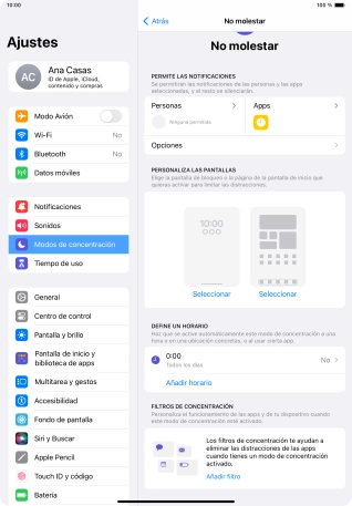 Pulsa Personas y sigue las indicaciones de la pantalla para seleccionar de qué contactos quieres recibir llamadas y notificaciones cuando No molestar está activado.