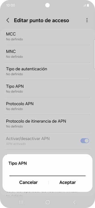 Introduce default y pulsa Aceptar.