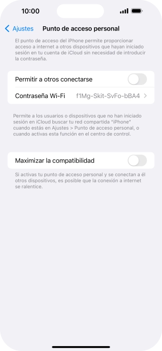Pulsa Contraseña Wi-Fi e introduce una contraseña.
