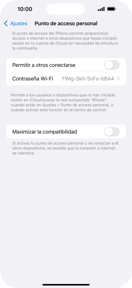 Pulsa Contraseña Wi-Fi e introduce una contraseña.