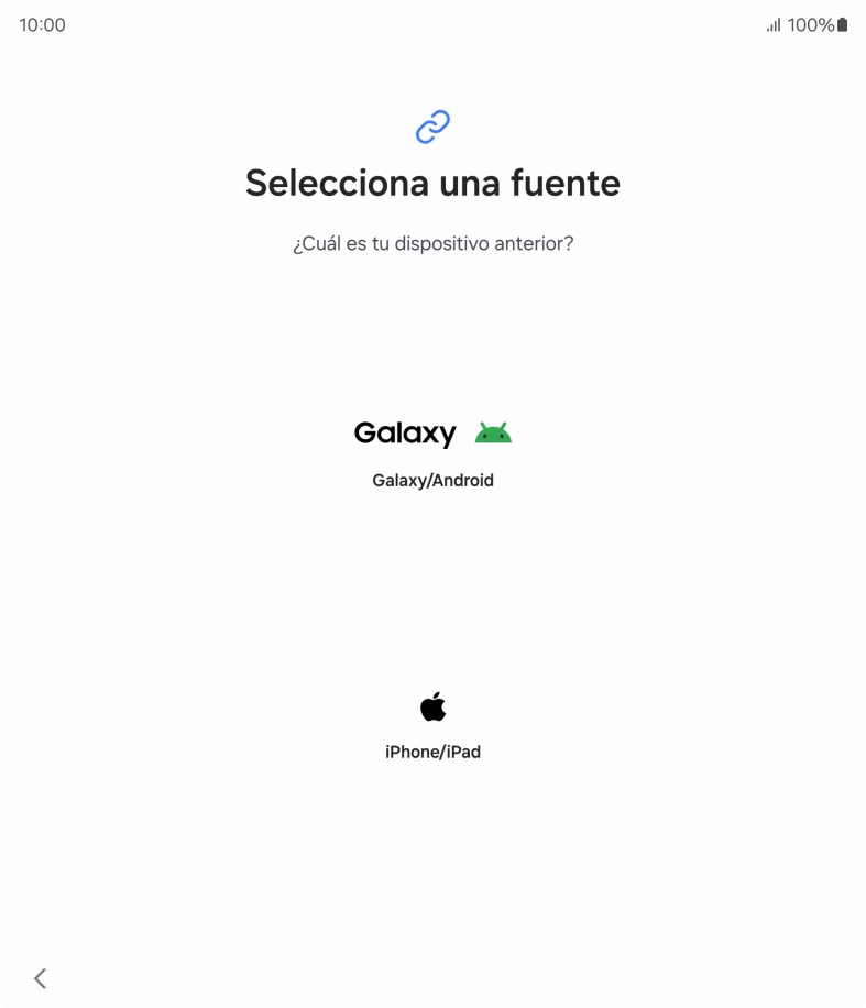 Pulsa el ajuste deseado y sigue las instrucciones de la pantalla para transferir el contenido del otro teléfono.