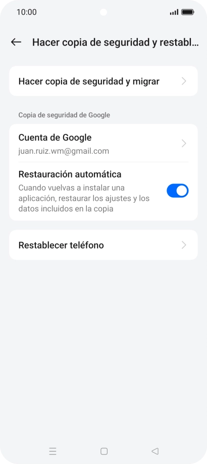 Pulsa Restablecer teléfono.