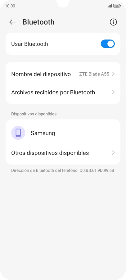 Pulsa el dispositivo Bluetooth deseado y sigue las indicaciones de la pantalla para vincular el dispositivo al teléfono.