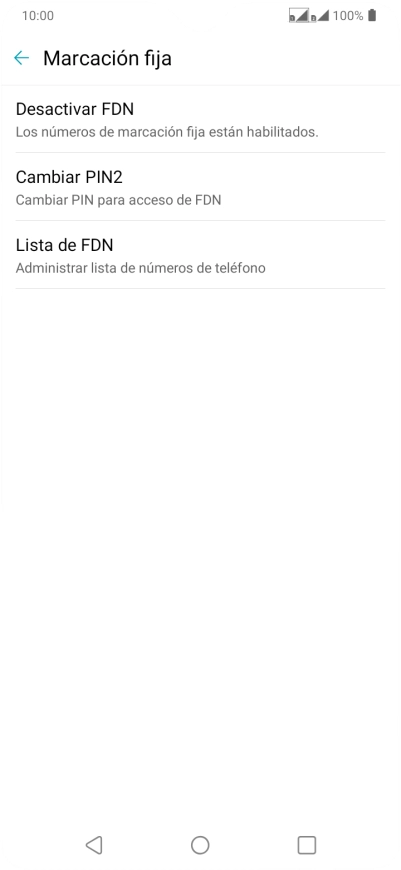Pulsa Desactivar FDN.