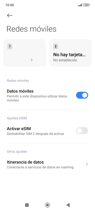 Pulsa el nombre de la tarjeta SIM.