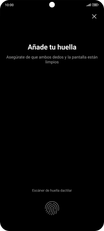 Sigue las indicaciones de la pantalla para crear una huella digital como código de seguridad.