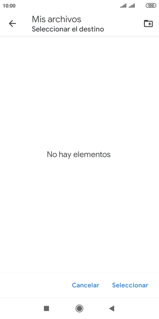 Si deseas crear una nueva carpeta, pulsa el icono de nueva carpeta y sigue las indicaciones de la pantalla para crearla.