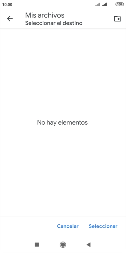 Si deseas crear una nueva carpeta, pulsa el icono de nueva carpeta y sigue las indicaciones de la pantalla para crearla.