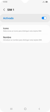 Pulsa el indicador para activar o desactivar el uso de la tarjeta SIM.