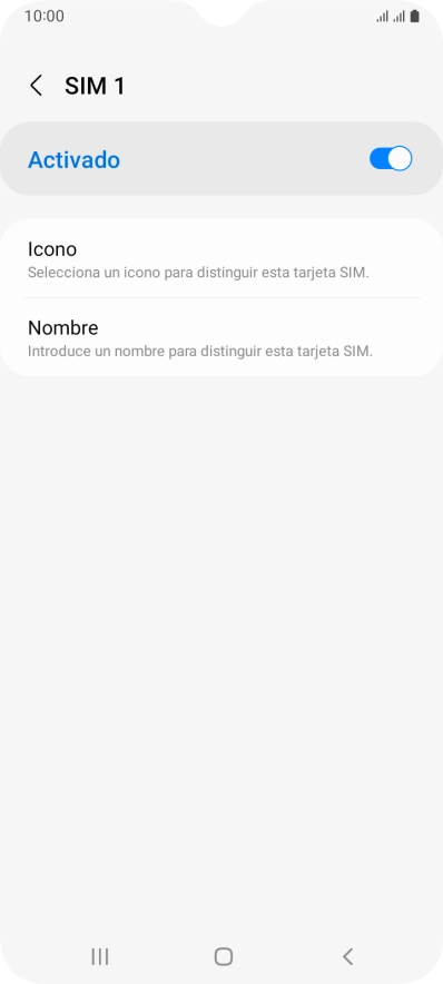 Pulsa el indicador para activar o desactivar el uso de la tarjeta SIM.