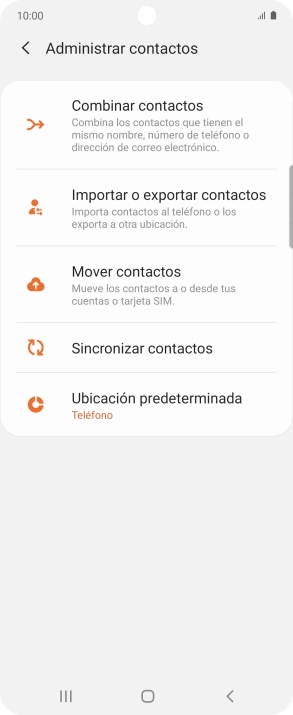Pulsa Importar o exportar contactos.