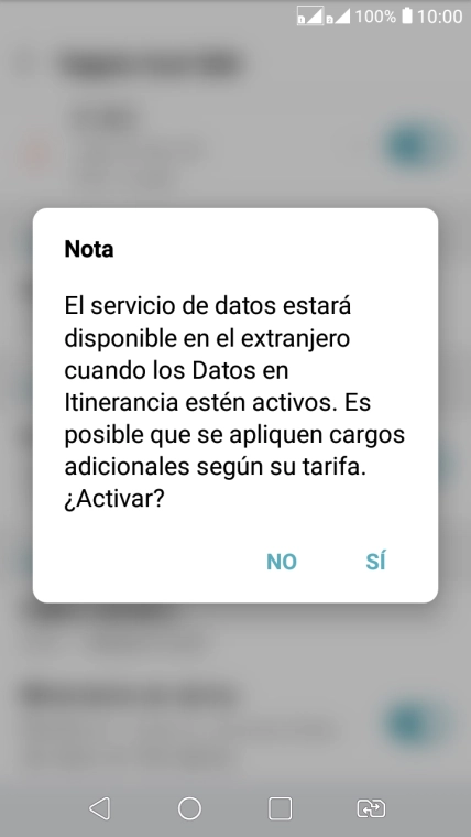 Si el roaming de datos está activado, pulsa SÍ.
