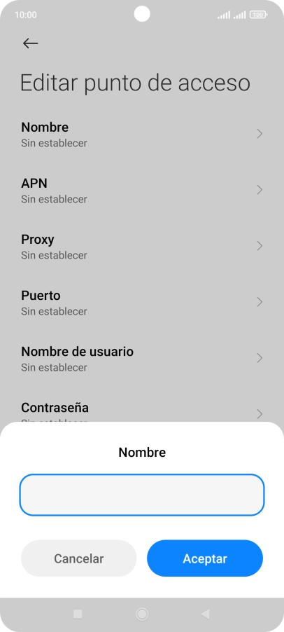 Introduce Vodafone Internet y pulsa Aceptar.