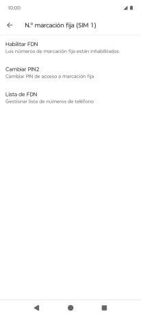 Pulsa Habilitar FDN para activar la marcación fija.