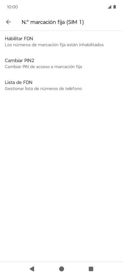 Pulsa Habilitar FDN para activar la marcación fija.