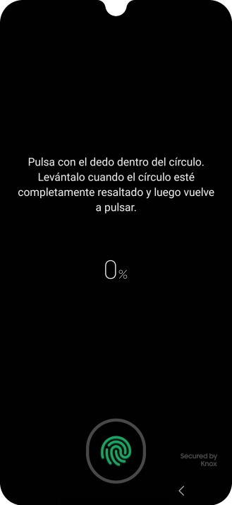 Sigue las indicaciones de la pantalla para crear una huella digital como código de seguridad.