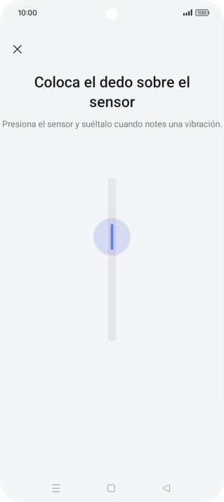 Sigue las indicaciones de la pantalla para crear una huella digital como código de seguridad.