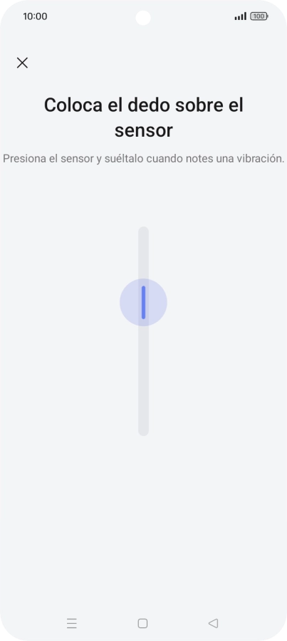 Sigue las indicaciones de la pantalla para crear una huella digital como código de seguridad.