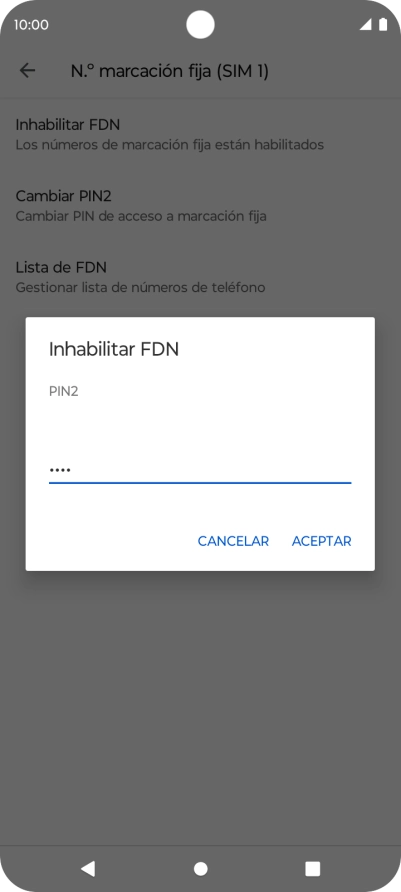 Introduce el código PIN2 y pulsa ACEPTAR.