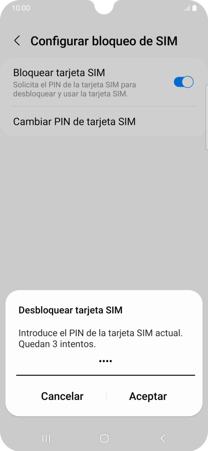 Introduce tu código PIN y pulsa Aceptar.