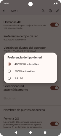 Pulsa el tipo de red deseado.