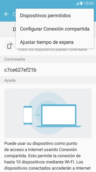Pulsa Configurar Conexión compartida.