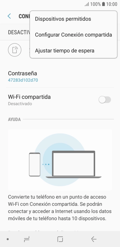 Pulsa Configurar Conexión compartida.