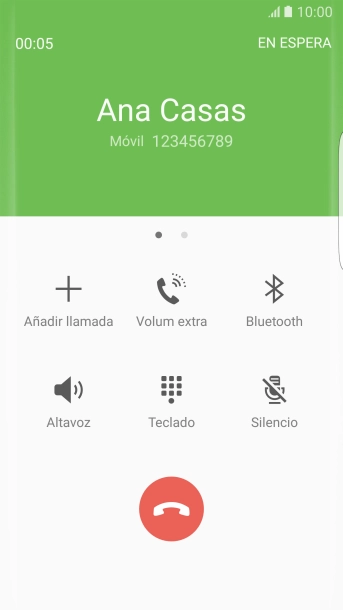 Pulsa el icono de finalizar llamada.