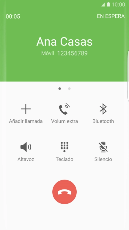 Pulsa el icono de finalizar llamada.