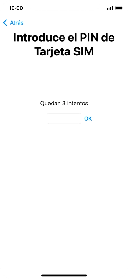 Si es necesario desbloquear la tarjeta SIM, introduce el código PIN y pulsa OK.